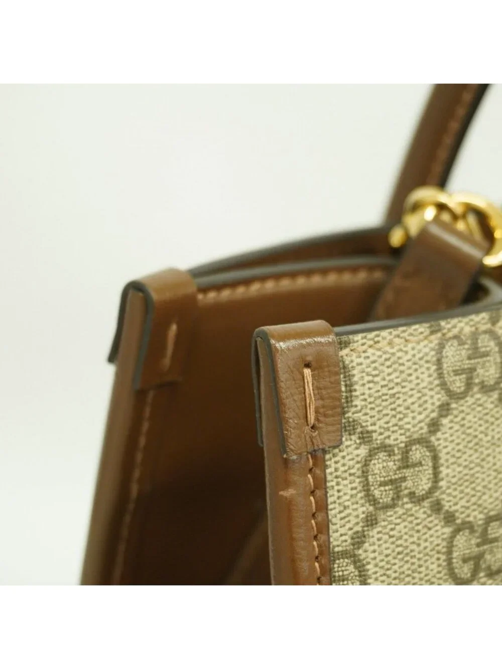 Gucci Tote GG Supreme Brown Gold 2-Way